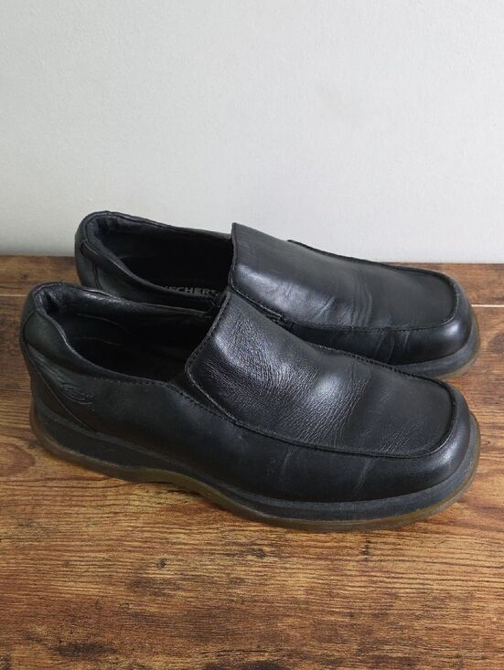 Skeckers Y2K Black Leather Slip-On Men’s Loafers Sz 8.5 Dark Academia Euro Boho main image 5